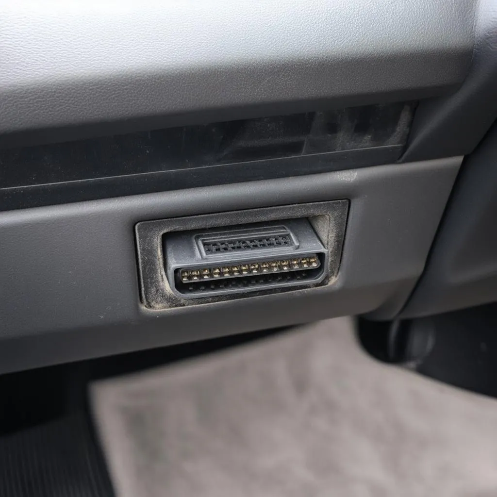 OBD port under the dashboard of a 1994 Acura Legend